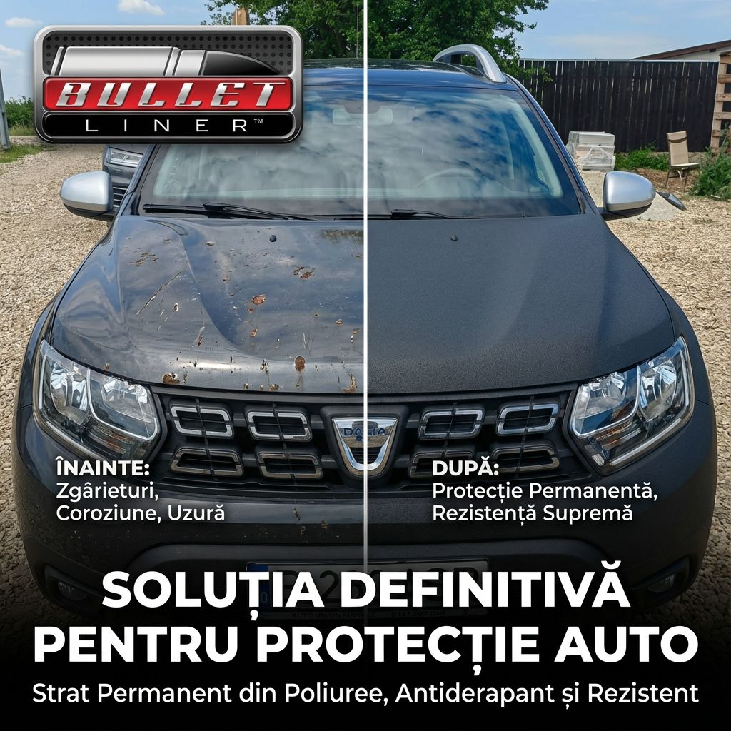Colaj real auto Bullet Liner, cu protecție înainte și după aplicare.